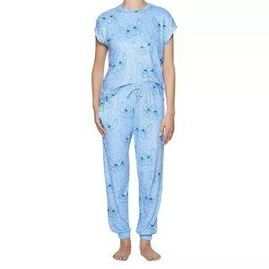 Disney Stich Women's Small Two-Piece Pants and SS Shirt Cozy Pajama Set